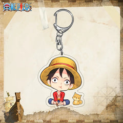One Piece Luffy with Shiba Inu Chibi Acrylic Keyring Keychain