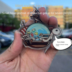 One Piece Going Merry Fun Pirate Shaker Acrylic Keyring Keychain
