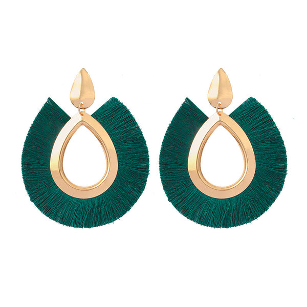 Tear Drop Fringe Tassel Earrings