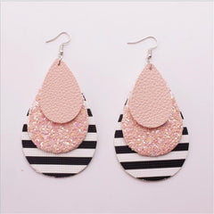 Acrylic Tear Drop And Stripped Drop Earrings