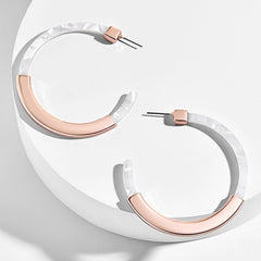 Leopard Print Acrylic Half Round Post Hoop Earrings