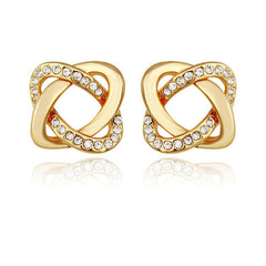 Gold Knot Cubic Zirconia Stud Earrings