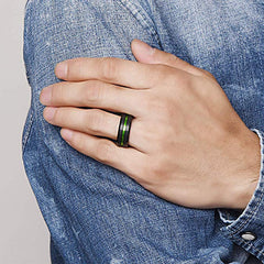 Men's 8mm Green Inner Groove Tungsten Carbide Ring
