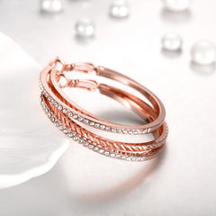 Women's Austrian Crystal CZ Dual Rose Gold Plated Hoop Earrings