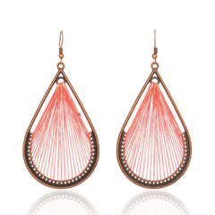 Bohemian Bronze Tear Drop And Colored Fringe Earrings