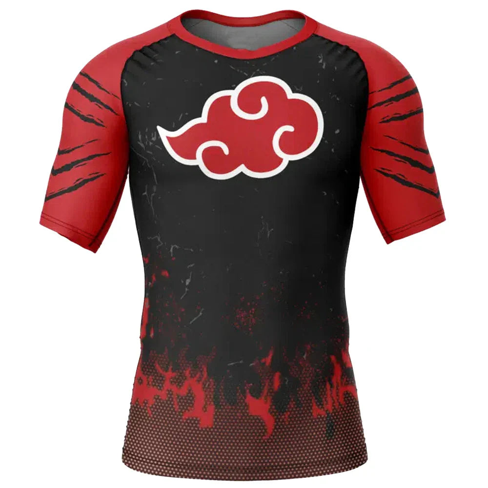 BJJ Rash Guard Kids Naruto 'Red Cloud' Short Sleeve Compression Rashguard