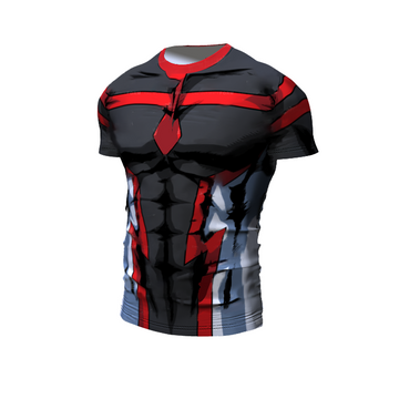 Young Might My Hero Academia Compression Grey Premium Short Sleeve Rashguard