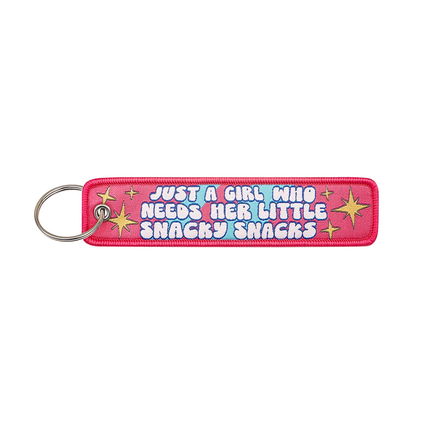 Just a Girl Who Needs Her Little Snacky Snacks Embroidered Keyring Keychain