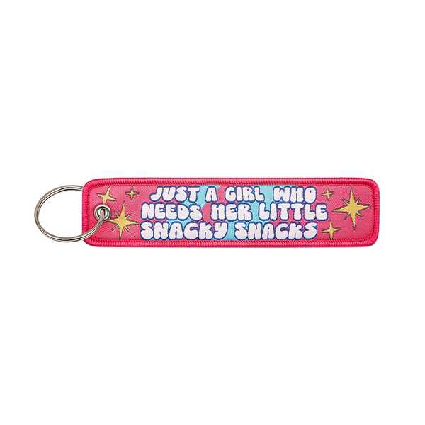 Just a Girl Who Needs Her Little Snacky Snacks Embroidered Keyring Keychain