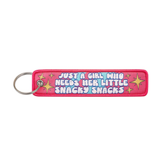 Just a Girl Who Needs Her Little Snacky Snacks Embroidered Keyring Keychain