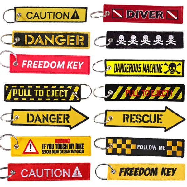 Aviation 'Red Tag | Remove Before Flight' Embroidered Keyring Keychain
