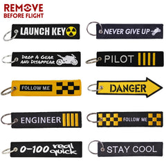 Rider Quotes 'Drop A Gear and Disappear' Embroidered Keyring Keychain