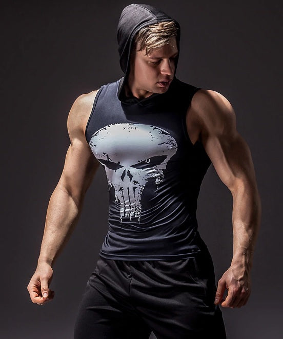 The Punisher Hooded Compression Tank Top
