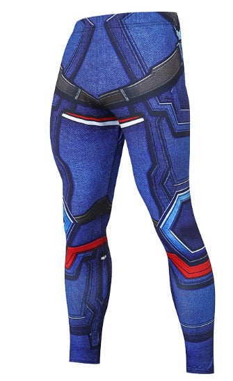 Men's Captain America Steve Rogers 'Red White and Blue' Compression Leggings Spats