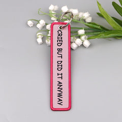 Cried But Did It Anyway Embroidered Keyring Keychain