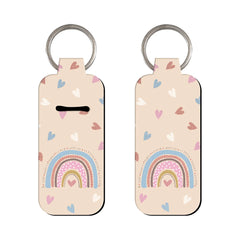 Peachy Heart Rainbow Lipstick Holder Keychain