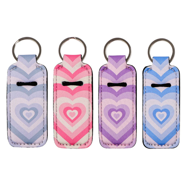 Gradient Heart Set of 4 Lipstick Holder Keychain