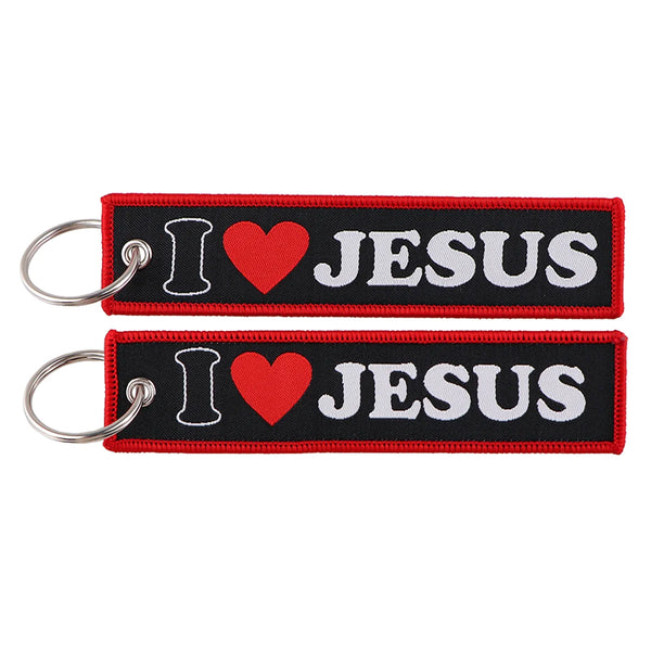 I Love Jesus Embroidered Keyring Keychain