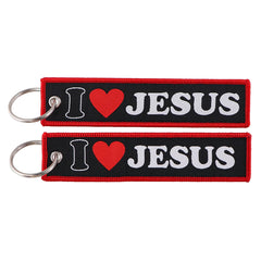 I Love Jesus Embroidered Keyring Keychain