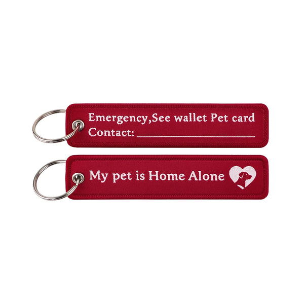 MY Pet is Home Alone Embroidered Keyring Keychain