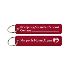 MY Pet is Home Alone Embroidered Keyring Keychain