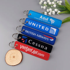 Airline Tag 'Azul Brazilian Airlines' Embroidered Keyring Keychain