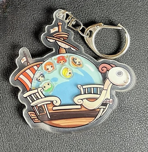 One Piece Going Merry Fun Pirate Shaker Acrylic Keyring Keychain