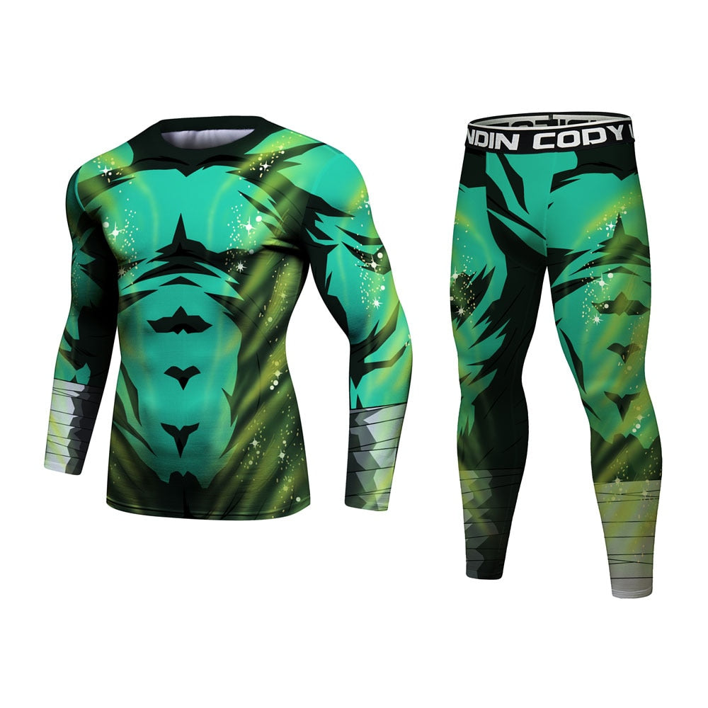 BJJ Rash Guard Naruto Rock Lee 2.0 Elite Long Sleeve: Compression Rash Guard Set