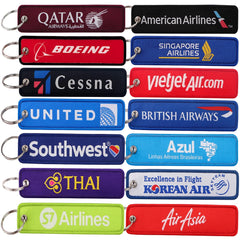 Airline Tag 'Azul Brazilian Airlines' Embroidered Keyring Keychain