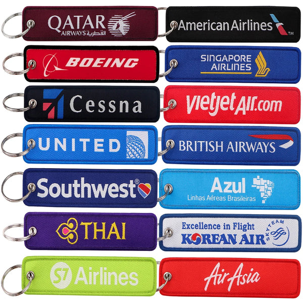 Airline  Tag 'Thai Airways' Embroidered Keyring Keychain