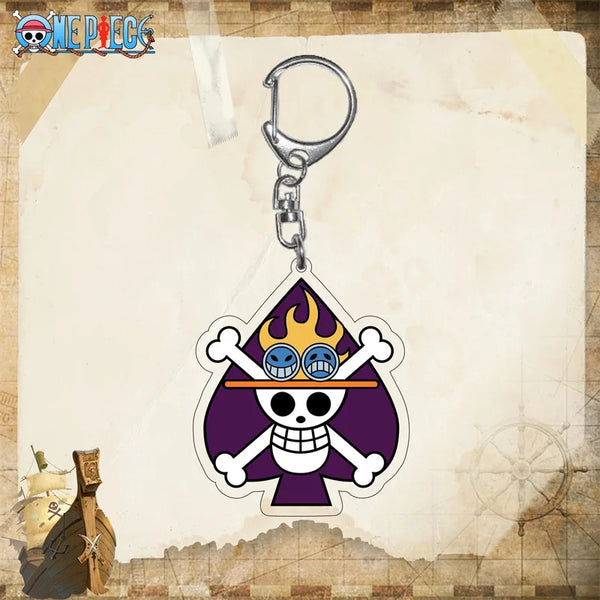 One Piece Portgas D. Ace Skull Spade Acrylic Keyring Keychain