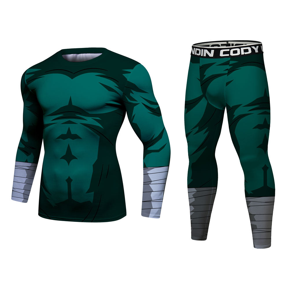 BJJ Rash Guard Naruto Rock Lee Elite Long Sleeve Compression Rash Guard Set