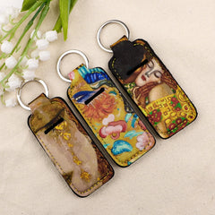 Art Painting Water Serpents by Gustav Klimt Lipstick Holder Keychain