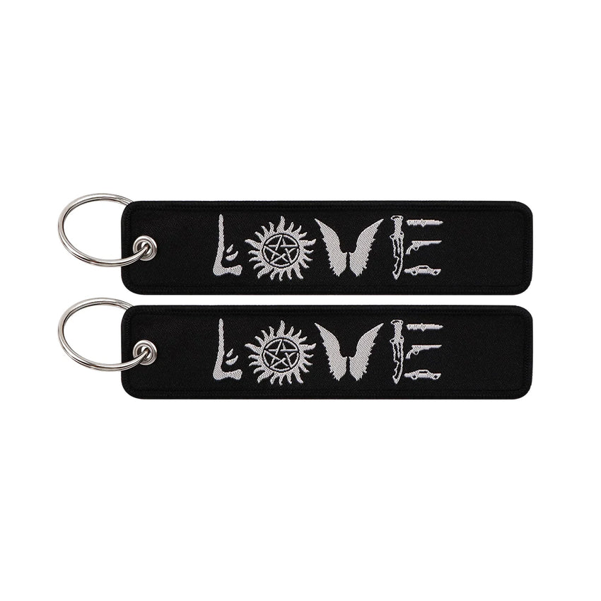 Love Embroidered Keyring Keychain