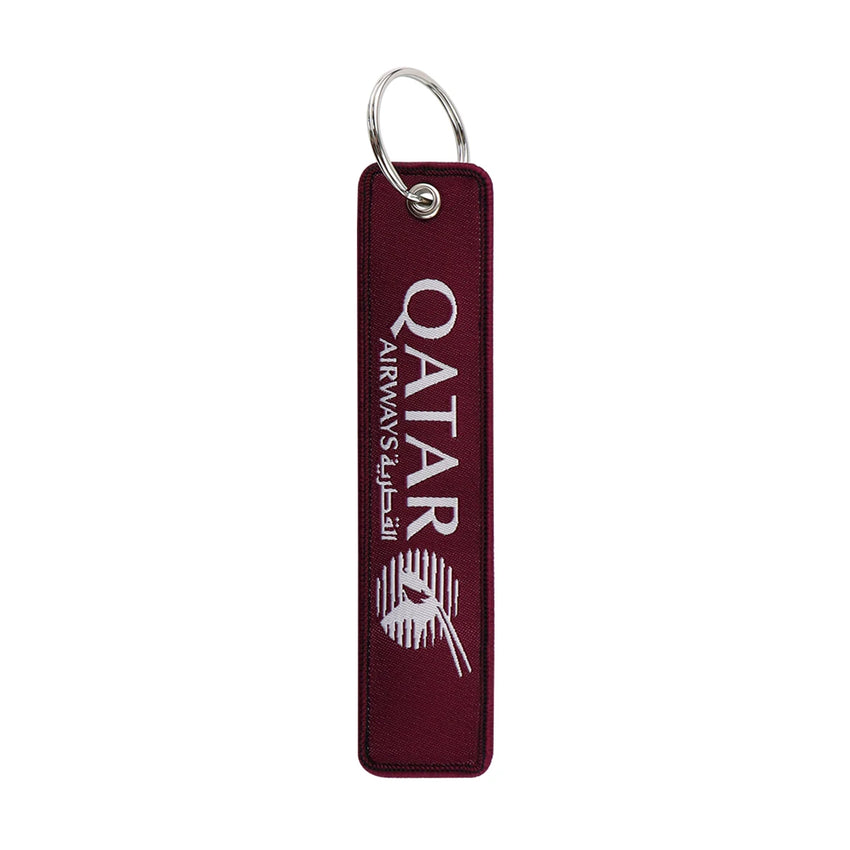 Airline Tag 'Qatar Airways' Embroidered Keyring Keychain