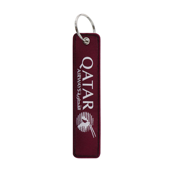 Airline Tag 'Qatar Airways' Embroidered Keyring Keychain