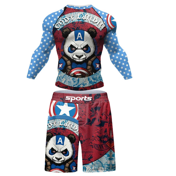 Panda Compression 'Captain Panda' Long Sleeve Rashguard Short Set