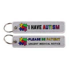 I Have Autism Please Be Patient Embroidered Keyring Keychain