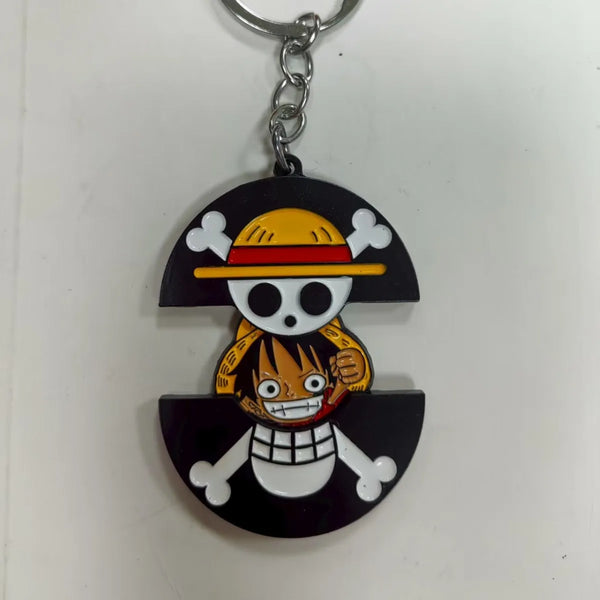 One Piece Jolly Roger x Luffy Retractable Enamel Keyring Keychain