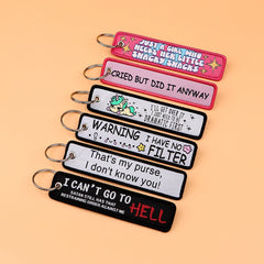 I Like CAts and Coffee and Maybe 3 People Embroidered Keyring Keychain