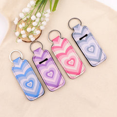 Gradient Heart Set of 4 Lipstick Holder Keychain