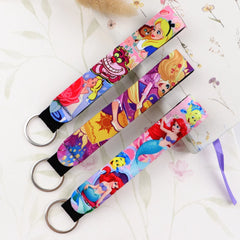Alice in Wonderland 'Cheshire and Alice' Wrist Lanyard Keyring Clip Keychain
