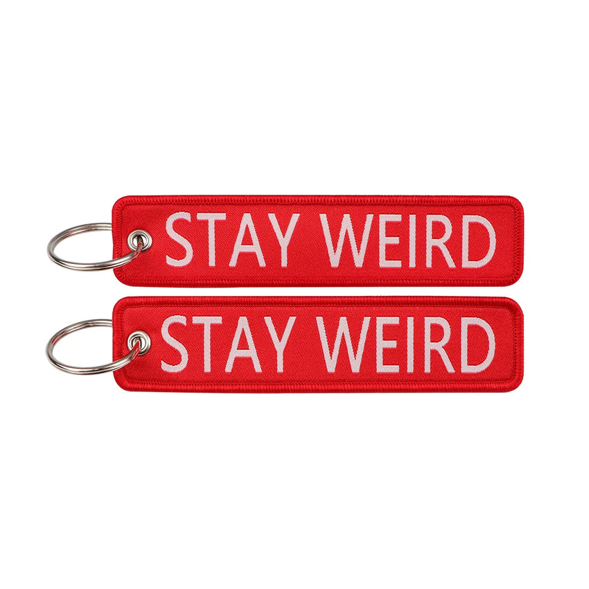 Stay Weird Embroidered Keyring Keychain