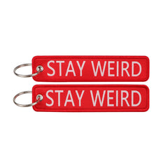 Stay Weird Embroidered Keyring Keychain