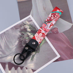 Flowers 'Sakura' Wrist Lanyard Keyring Clip Keychain