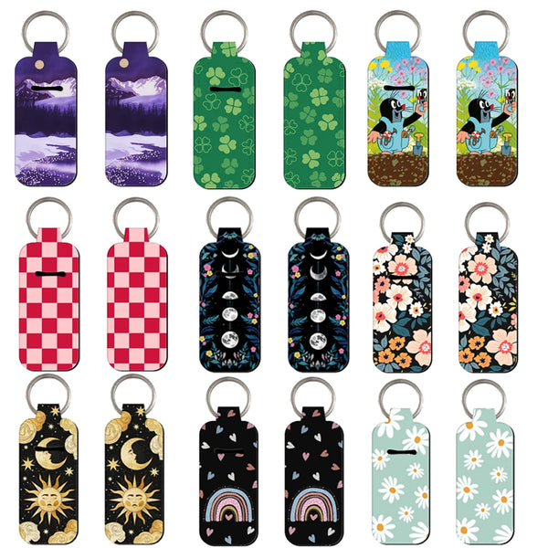 Nature's Pastel Flowers Lipstick Holder Keychain