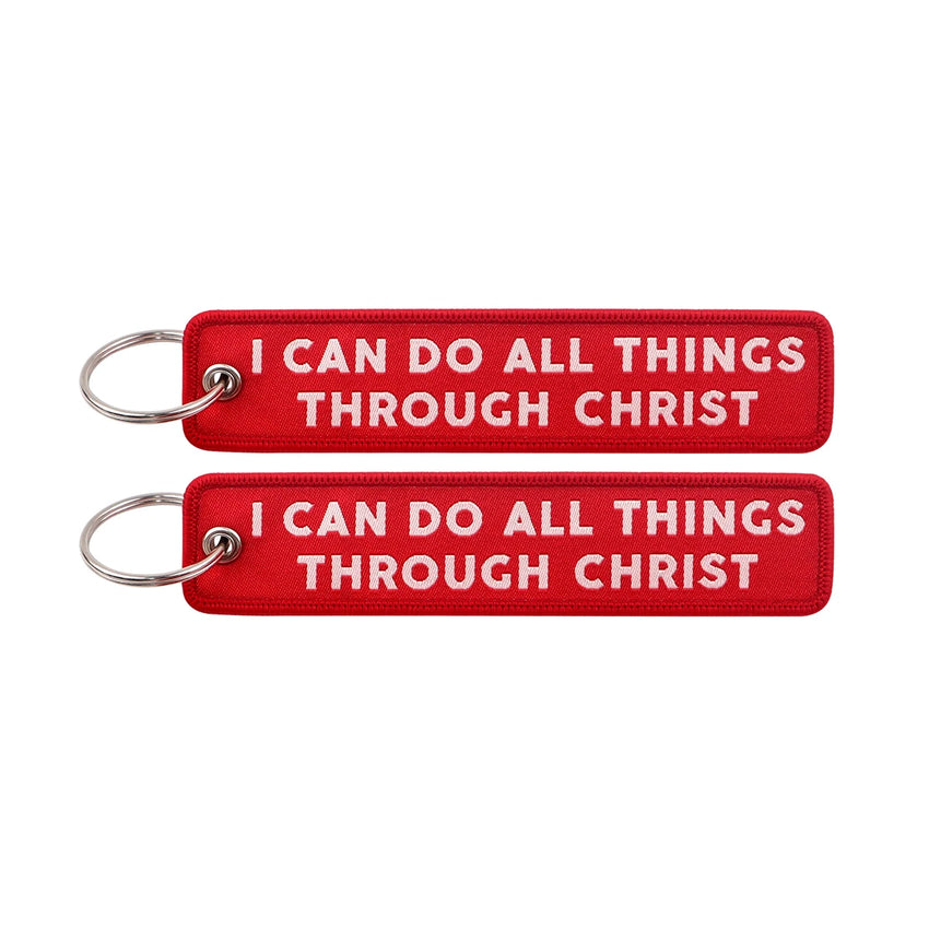 Philippians 4:13 I can do All Things Through Christ Embroidered Keyring Keychain