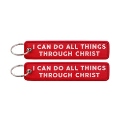 Philippians 4:13 I can do All Things Through Christ Embroidered Keyring Keychain