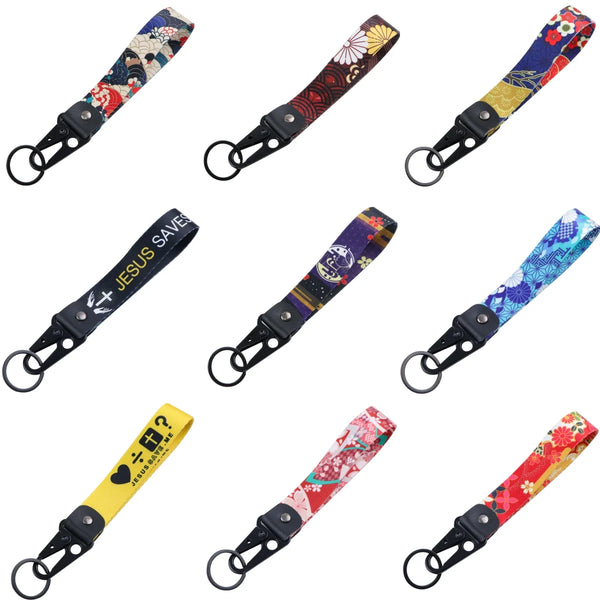 Flowers 'Daisies' Wrist Lanyard Keyring Clip Keychain