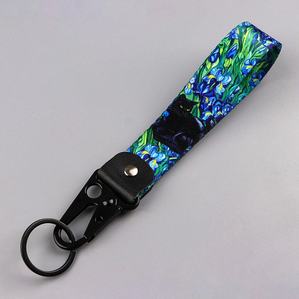 Iris Bloom Wrist Lanyard Keyring Clip Keychain